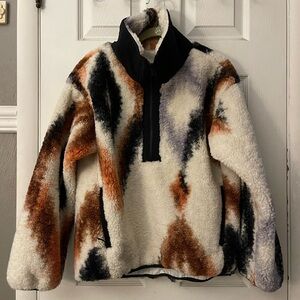 Calia by Carrie Underwood Oversized 1/2 zip Pull Over. S. Frozen Frontier Multi